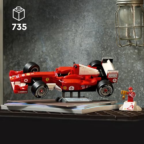 LEGO Icons Ferrari F2004 und Michael Schumacher - F1 Rennwagen Modellbau für Erwachsene - F1 Modellauto Set mit V10-Motor & sammelbarer Fahrer Minifigur - Formel 1 Geschenk zum Vatertag - 11375 - 2