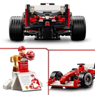 LEGO Icons Ferrari F2004 und Michael Schumacher - F1 Rennwagen Modellbau für Erwachsene - F1 Modellauto Set mit V10-Motor & sammelbarer Fahrer Minifigur - Formel 1 Geschenk zum Vatertag - 11375 - 6