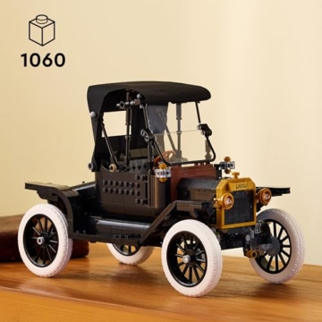 LEGO Icons Ford Model T - Retro Auto Modellbau für Erwachsene - Sammler Ausstellungsset mit Stofffaltdach, hohen Rädern & geteilter Windschutzscheibe - Geschenk für Fans klassischer Fahrzeuge - 11376 - 2