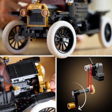 LEGO Icons Ford Model T - Retro Auto Modellbau für Erwachsene - Sammler Ausstellungsset mit Stofffaltdach, hohen Rädern & geteilter Windschutzscheibe - Geschenk für Fans klassischer Fahrzeuge - 11376 - 4