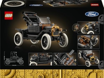 LEGO Icons Ford Model T - Retro Auto Modellbau für Erwachsene - Sammler Ausstellungsset mit Stofffaltdach, hohen Rädern & geteilter Windschutzscheibe - Geschenk für Fans klassischer Fahrzeuge - 11376 - 8