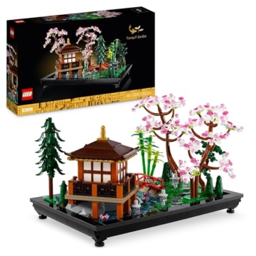 LEGO Icons Garten der Stille - Modell zum Bauen und Ausstellen - Japanische Oase mit Pavillon, Brücke, Koi-Karpfen, Lotusblumen, Bäumen - DIY Deko - Geschenk für Frauen und Männer - 10315 - 1