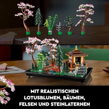 LEGO Icons Garten der Stille - Modell zum Bauen und Ausstellen - Japanische Oase mit Pavillon, Brücke, Koi-Karpfen, Lotusblumen, Bäumen - DIY Deko - Geschenk für Frauen und Männer - 10315 - 5