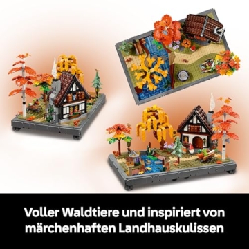 LEGO Icons Herbstlicher Landhausgarten - umgestaltbare Schreibtischdeko für Erwachsene - Tiere Minifiguren - Modellbau im Landhausstil - Kreatives Bauset - Geschenk für Männer & Frauen - 11372 - 3