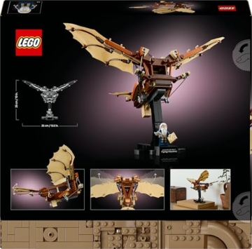 LEGO Icons Leonardo da Vincis Fluggerät mit schlagenden Flügeln - Inklusive Minifigur & Ständer - Bauset für Erwachsene - Deko-Set für Zuhause - Geschenkidee - 10363 - 12