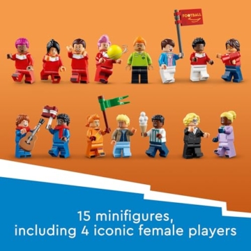 LEGO Icons of Play Fußball Spielzeug, Detailgetreues Bauset für Jungen und Mädchen mit 15 Minifiguren, Beinhaltet auch ein Feld, Tribüne und funktionierende Anzeigetafel, Fußball-Geschenk für Fans und - 6