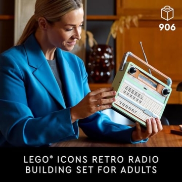 Lego Icons Retro-Radio-Bauset für Erwachsene – Wohnkultur für Schlafzimmer, Wohnzimmer, Schreibtisch für Vintage-Ästhetik mit Soundeffekten & Smartphone-Integration – Geschenk für Männer und Frauen – - 2