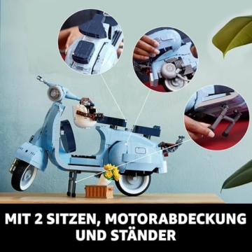 LEGO Icons Vespa 125, Motorrad-Modell zum Bauen, Vintage Roller aus Italien, Modellbausatz für Erwachsene, Austellungsstück als Zimmer-Deko, Geschenke für Frauen und Männer 10298 - 3
