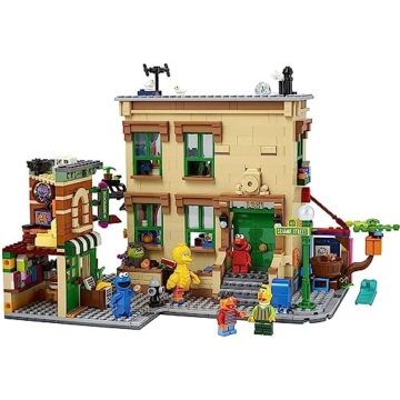 Lego Ideas 123 Bausatz Sesamstraße 21324, tolles BAU- und Schaumodell für Erwachsene mit Elmo, Keksmonster, Oscar The Grouch, Bert, Ernie und Big Bird, New 2021 (1.367 Teile) - 2