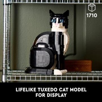 Lego Ideas 21349 Schwarz-weiße Katze, Wohnaccessoire, Geschenkidee für Tierliebhaber und Katzenfreunde, Sammlermodell, kreative Aktivität, Bausatz für Erwachsene - 2