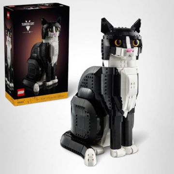 Lego Ideas 21349 Schwarz-weiße Katze, Wohnaccessoire, Geschenkidee für Tierliebhaber und Katzenfreunde, Sammlermodell, kreative Aktivität, Bausatz für Erwachsene - 7