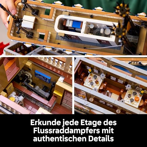 LEGO Ideas Flussraddampfer - Bauset für Erwachsene - Bootsmodell mit Innenraum & interaktiven Funktionen, inkl. funktionierendem Schaufelrad und Steuerung - DIY Geschenk für Männer und Frauen - 21356 - 3