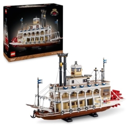 LEGO Ideas Flussraddampfer - Bauset für Erwachsene - Bootsmodell mit Innenraum & interaktiven Funktionen, inkl. funktionierendem Schaufelrad und Steuerung - DIY Geschenk für Männer und Frauen - 21356 - 1