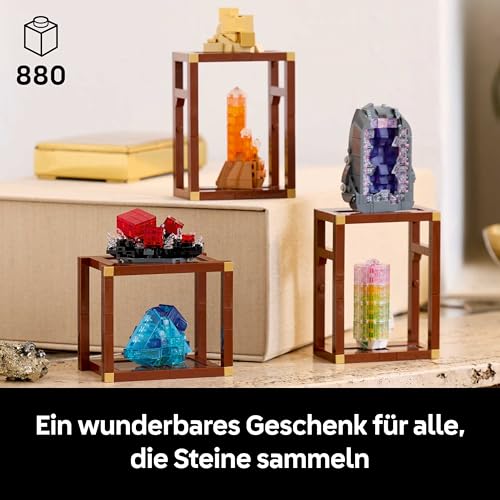 LEGO Ideas Mineraliensammlung - Set für Erwachsene - Modellbau mit Kristallelementen inkl. Amethyst, Fluorit & Tangerinquarz sowie 3 Ständern - DIY Wohn Deko Geschenkidee - 21362 - 2