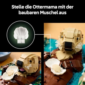 LEGO Ideas Schwimmende Otter - Modellbau für Erwachsene - 3D Puzzle mit Seeotter Figuren (Mutter & Jungtier) - DIY Deko für Regal oder Wohnraum - Geschenkidee für Kunst- & Bastelfans - 21366 - 6