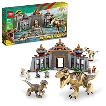 Lego Jurassic Park Visitor Center T. rex & Raptor Attack 76961 Dinosaurier-Spielzeug zum Zusammenbauen, Geschenk für Teenager und Kinder ab 12 Jahren, inklusive Einer Dino-Skelettfigur, 6 Minifiguren - 1