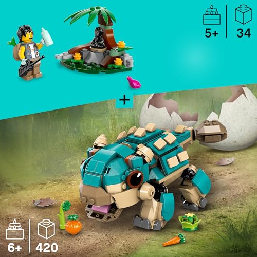 Lego Jurassic World Baby Bumpy: Ankylosaurus Spielzeug-Dinosaurier (76962) mit Polybag-Geschenk: Dschungelforscher (30665) | Lego Dinosaurier ab 7 Jahre, Neues Dino Abenteuer - Neuheit - 3