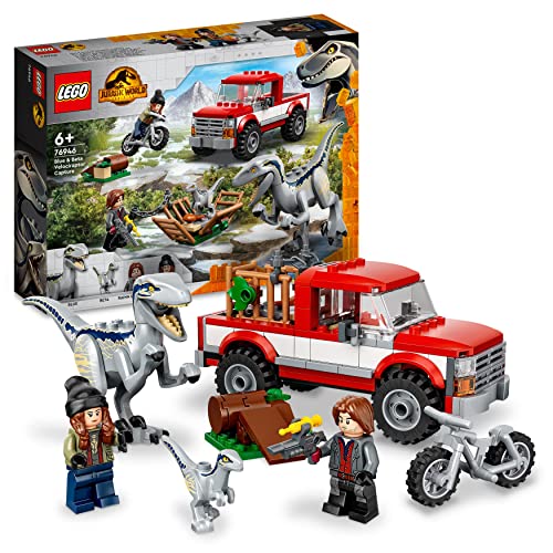 LEGO Jurassic World Blue & Beta in der Velociraptor-Falle, Spielzeugauto mit Dinosaurier Figuren, Geschenk für Kinder ab 6 Jahren 76946 - 1