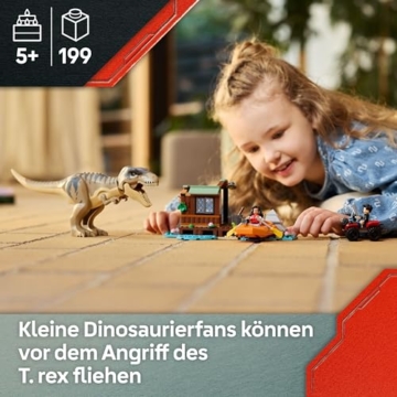 LEGO Jurassic World Flucht vor dem T.Rex – Interaktives Spielzeug mit Dinosaurier-Figur, Boot, ATV und 2 Minifiguren – Geschenk für Jungen und Mädchen ab 5 Jahren – 76975 - 2