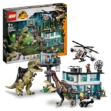 LEGO Jurassic World Giganotosaurus & Therizinosaurus Angriff Set mit Spielzeug-Hubschrauber, Garage, Spielzeugauto und 2 Dinosaurier-Figuren, Geschenk für Fans von der Jurassic Park-Reihe 76949 - 1