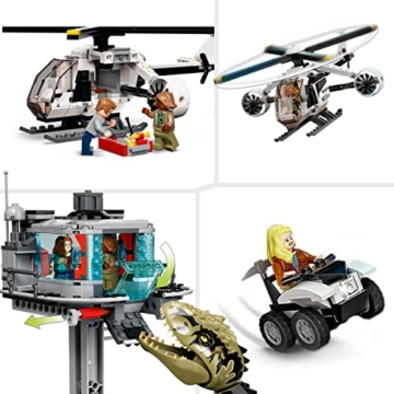 LEGO Jurassic World Giganotosaurus & Therizinosaurus Angriff Set mit Spielzeug-Hubschrauber, Garage, Spielzeugauto und 2 Dinosaurier-Figuren, Geschenk für Fans von der Jurassic Park-Reihe 76949 - 3