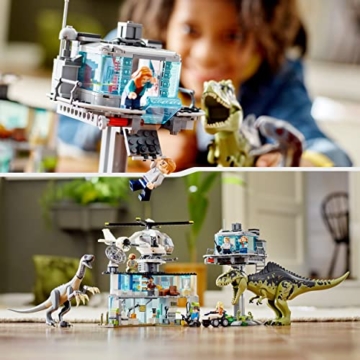 LEGO Jurassic World Giganotosaurus & Therizinosaurus Angriff Set mit Spielzeug-Hubschrauber, Garage, Spielzeugauto und 2 Dinosaurier-Figuren, Geschenk für Fans von der Jurassic Park-Reihe 76949 - 6