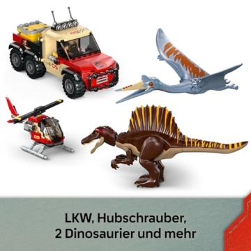 LEGO Jurassic World Spinosaurier & Quetzalcoatlus: Hubschrauber-Einsatz – 2 Spielzeug-Dinosaurier, Hubschrauber, LKW und 4 Minifiguren – Geschenk für Jungen und Mädchen ab 8 Jahren – 76976 - 5