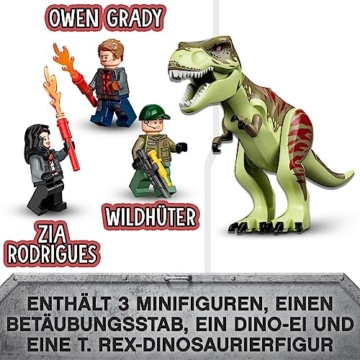 LEGO Jurassic World T. Rex Ausbruch, Dinosaurier-Spielzeug ab 4 Jahren, Set mit großer Dino-Figur, Hubschrauber, Flughafen und Spielzeugauto, Geschenk für Fans der Jurassic Park-Filme 76944 - 6