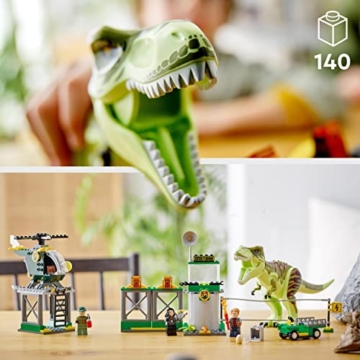 LEGO Jurassic World T. Rex Ausbruch, Dinosaurier-Spielzeug ab 4 Jahren, Set mit großer Dino-Figur, Hubschrauber, Flughafen und Spielzeugauto, Geschenk für Fans der Jurassic Park-Filme 76944 - 7