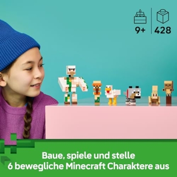 LEGO Minecraft Angriff des Hühnerreiters in der Wüste - Spielzeug mit 6 Figuren inkl. Eisengolem & Baby Wolf - Zimmerdeko für Kinder - Gaming Geschenk für Jungen, Mädchen und Fans ab 9 Jahren - 21592 - 2