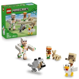 LEGO Minecraft Angriff des Hühnerreiters in der Wüste - Spielzeug mit 6 Figuren inkl. Eisengolem & Baby Wolf - Zimmerdeko für Kinder - Gaming Geschenk für Jungen, Mädchen und Fans ab 9 Jahren - 21592 - 1