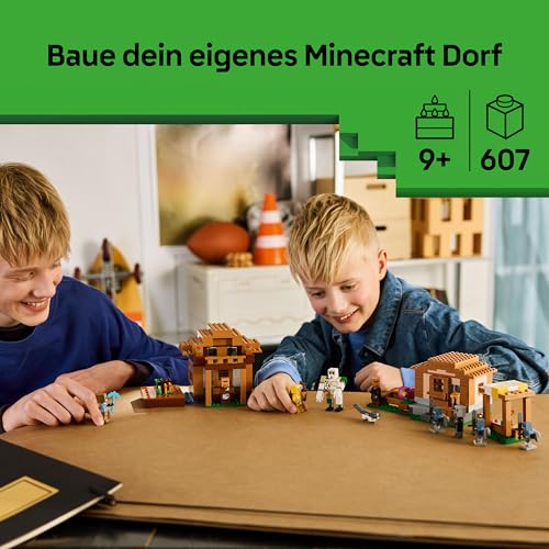 LEGO Minecraft Angriff des Magiers auf das Dorf - Modell mit Garten - 11 Figuren inkl. Maurer & Eisengolem - Zimmerdeko für Kinder - Gaming Geschenk für Jungen, Mädchen und Fans ab 9 Jahren - 21596 - 2