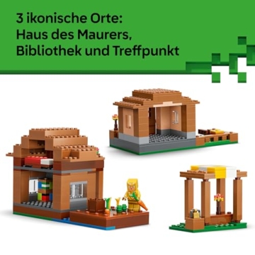 LEGO Minecraft Angriff des Magiers auf das Dorf - Modell mit Garten - 11 Figuren inkl. Maurer & Eisengolem - Zimmerdeko für Kinder - Gaming Geschenk für Jungen, Mädchen und Fans ab 9 Jahren - 21596 - 3