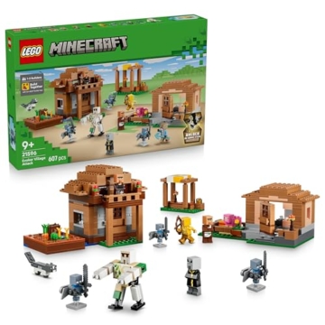 LEGO Minecraft Angriff des Magiers auf das Dorf - Modell mit Garten - 11 Figuren inkl. Maurer & Eisengolem - Zimmerdeko für Kinder - Gaming Geschenk für Jungen, Mädchen und Fans ab 9 Jahren - 21596 - 1