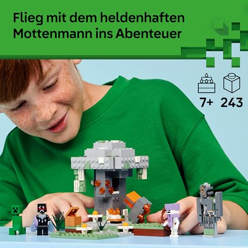 LEGO Minecraft Blasser Garten - Kreatives Spielzeug für Kinder - Spielzeugbiom für Jungen und Mädchen ab 7 Jahren - mit Minecraft Figuren - Mottenmann, Creeper, Skelett und Knarz - Geschenk - 21586 - 2