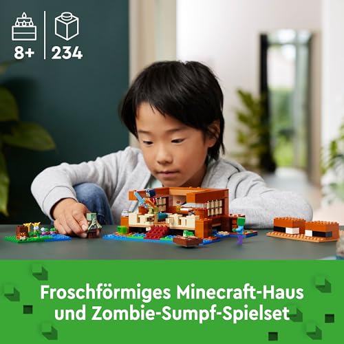 LEGO Minecraft Das Froschhaus - Spielzeug mit Boot, Tierfiguren & Zubehör - Gaming Spielset mit Ruderboot, Ofen, Kuchen und Honig - Gamer Geschenk für Jungen & Mädchen ab 8 Jahren - 21256 - 2