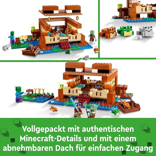 LEGO Minecraft Das Froschhaus - Spielzeug mit Boot, Tierfiguren & Zubehör - Gaming Spielset mit Ruderboot, Ofen, Kuchen und Honig - Gamer Geschenk für Jungen & Mädchen ab 8 Jahren - 21256 - 3