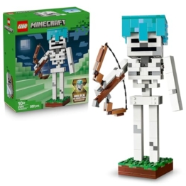 LEGO Minecraft Das Skelett - Mob Figur mit Diamanthelm, Bogen und Pfeil sowie Grasbasis als Zimmerdeko für Kinder - Gaming Geschenk für Jungen, Mädchen und Fans ab 10 Jahren - 21594 - 1