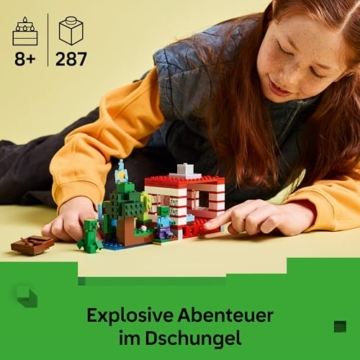 LEGO Minecraft Das TNT-Dschungelhaus - Gamer Spielzeug für Kinder - Interaktives Spielset mit Boot, Steve-, Creeper- und Zombie Minifiguren - Gaming Geschenk für Mädchen & Jungen ab 8 Jahren - 21275 - 2
