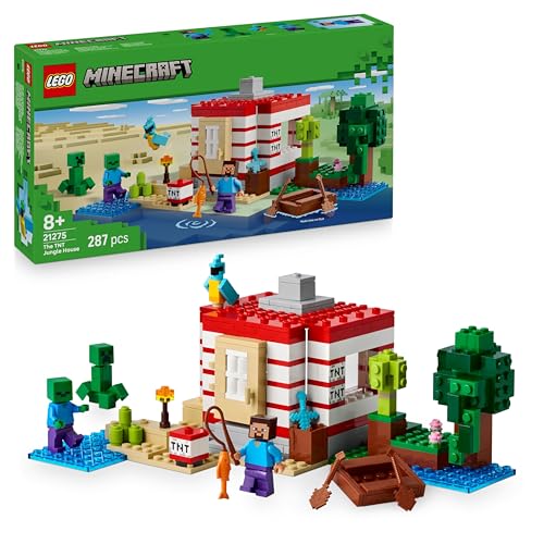 LEGO Minecraft Das TNT-Dschungelhaus - Gamer Spielzeug für Kinder - Interaktives Spielset mit Boot, Steve-, Creeper- und Zombie Minifiguren - Gaming Geschenk für Mädchen & Jungen ab 8 Jahren - 21275 - 1