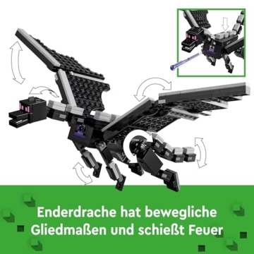 LEGO Minecraft Der Enderdrache und das Endschiff - Interaktives Spielzeug mit Boot, Drache und 3 Figuren, darunter EIN Enderman - Kreatives Gamer Geschenk für Jungen & Mädchen ab 8 Jahren - 21264 - 3