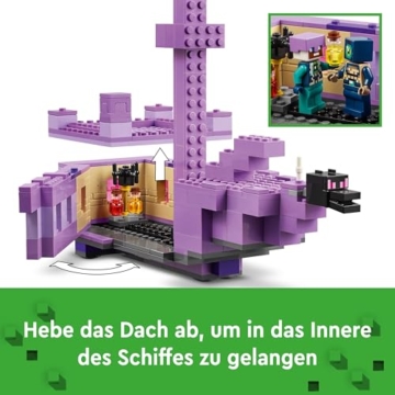 LEGO Minecraft Der Enderdrache und das Endschiff - Interaktives Spielzeug mit Boot, Drache und 3 Figuren, darunter EIN Enderman - Kreatives Gamer Geschenk für Jungen & Mädchen ab 8 Jahren - 21264 - 4