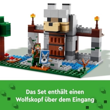 LEGO Minecraft Die Wolfsfestung - Kinder Spielzeug mit Einer Spielfigur, 2 Skelett Figuren & 2 Wölfen - Zubehör wie eine Werkbank und Schwert - Gamer Geschenk für Jungen & Mädchen ab 8 Jahren - 21261 - 3