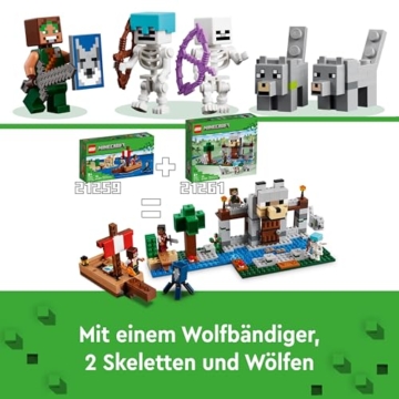 LEGO Minecraft Die Wolfsfestung - Kinder Spielzeug mit Einer Spielfigur, 2 Skelett Figuren & 2 Wölfen - Zubehör wie eine Werkbank und Schwert - Gamer Geschenk für Jungen & Mädchen ab 8 Jahren - 21261 - 6