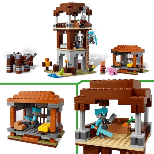LEGO Minecraft EIN Verwüster am Plünderer-Außenposten - Gaming Spielzeug für Kinder - Minifigur mit Schnappkiefer Funktion und Dorf Festung - Gaming Geschenk für Jungen & Mädchen ab 8 Jahren - 21278 - 3