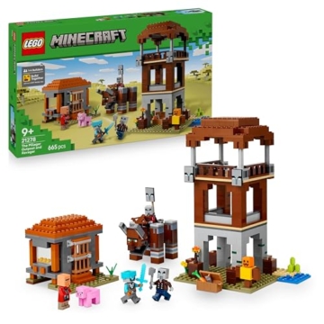 LEGO Minecraft EIN Verwüster am Plünderer-Außenposten - Gaming Spielzeug für Kinder - Minifigur mit Schnappkiefer Funktion und Dorf Festung - Gaming Geschenk für Jungen & Mädchen ab 8 Jahren - 21278 - 1