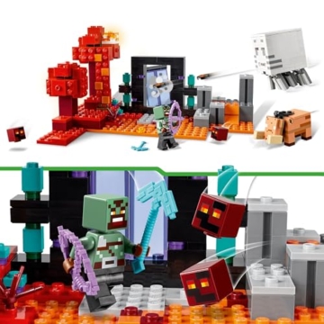 LEGO Minecraft Hinterhalt am Netherportal - Spielzeug mit Orc Krieger Figur, Hoglin und Ghast - Spielset zum Bauen mit 2 Magmawürfeln - Gamer Geschenk für Jungen & Mädchen ab 8 Jahren - 21255 - 3