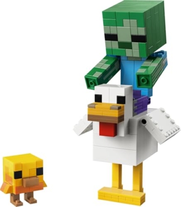 LEGO Minecraft Hühnerreiter - Bauspielzeug - Zimmerdeko zum Videospiel mit Zombiebaby, Huhn und Küken - Fanartikel zum Sammeln und Ausstellen - Geschenk für Gamer ab 9 Jahren - 21582 - 2