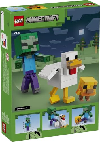 LEGO Minecraft Hühnerreiter - Bauspielzeug - Zimmerdeko zum Videospiel mit Zombiebaby, Huhn und Küken - Fanartikel zum Sammeln und Ausstellen - Geschenk für Gamer ab 9 Jahren - 21582 - 11