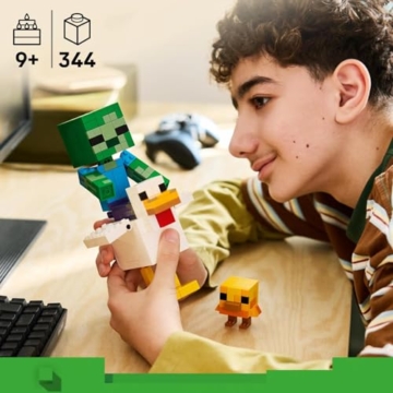 LEGO Minecraft Hühnerreiter - Bauspielzeug - Zimmerdeko zum Videospiel mit Zombiebaby, Huhn und Küken - Fanartikel zum Sammeln und Ausstellen - Geschenk für Gamer ab 9 Jahren - 21582 - 3